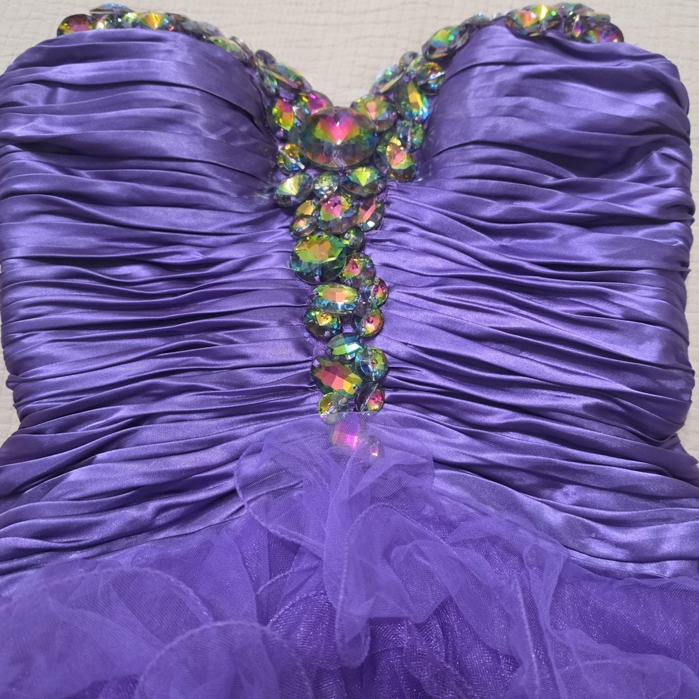 Sherri Hill Prom Cocktail Social Dress Size‎ 8 Jeweled Embellished Ruffles - Picture 8 of 16